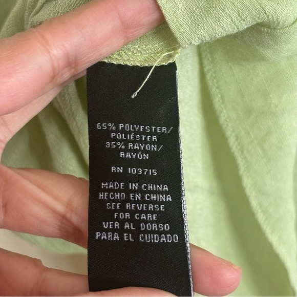 Zac & Rachel Lime green Solid 3/4 Sleeve Blouse Size Large - Picture 7 of 7